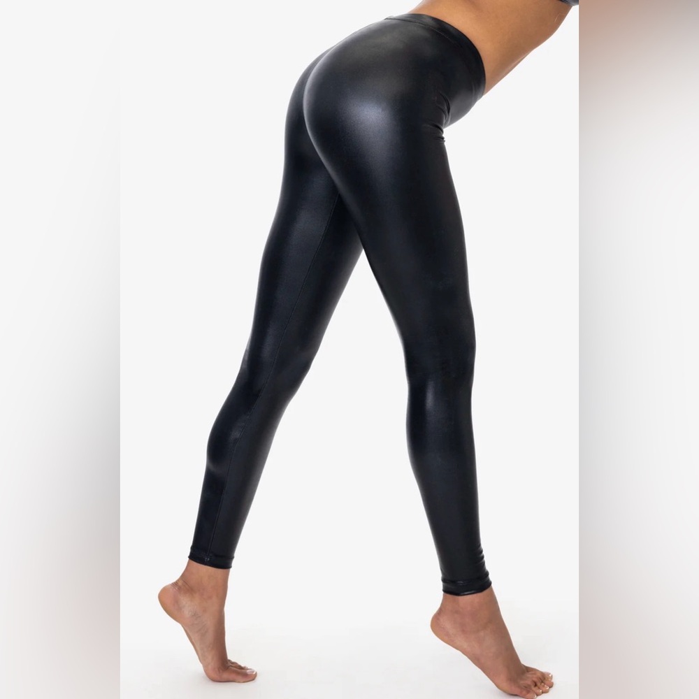 American Apparel Shiny Black Leggings